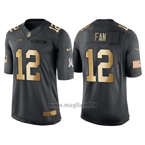 Maglia NFL Gold Anthracite Seattle Seahawks Fan Salute To Service 2016 Nero